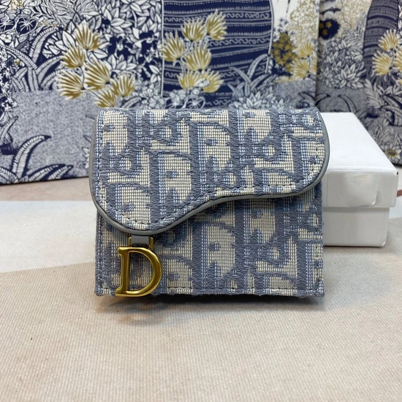 Dior Saddle Three-Fold Wallet Oblique Motif Canvas Grey WellDesigned 6902
