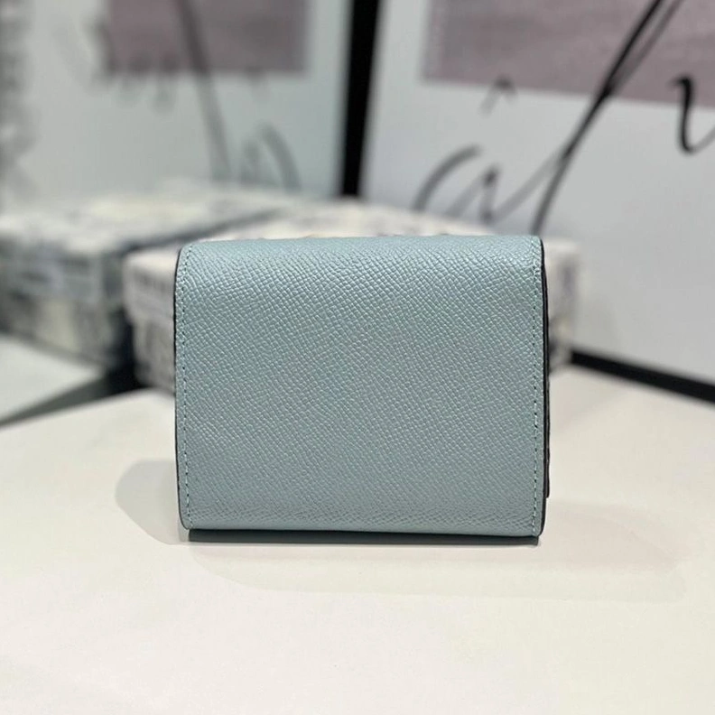 Dior Saddle Trifold Wallet In Grained Calfskin Blue EasyMatch 1242
