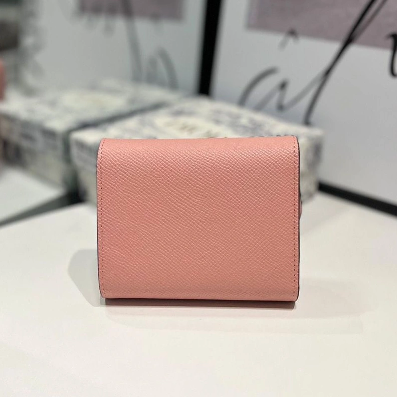 Dior Saddle Trifold Wallet In Grained Calfskin Pink UrbanStyle 1448