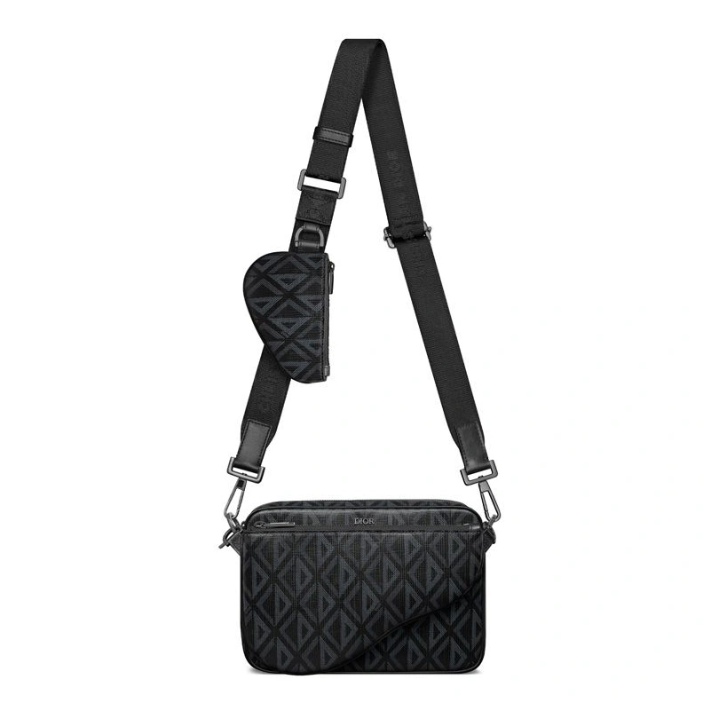 Dior Saddle Triple Pouch In CD Diamond Motif Canvas Black SmartChoice 484