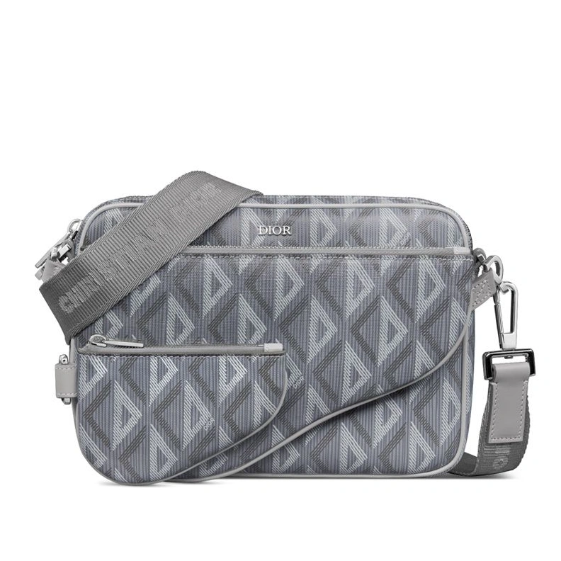 Dior Saddle Triple Pouch In CD Diamond Motif Canvas Grey UrbanStyle 1406