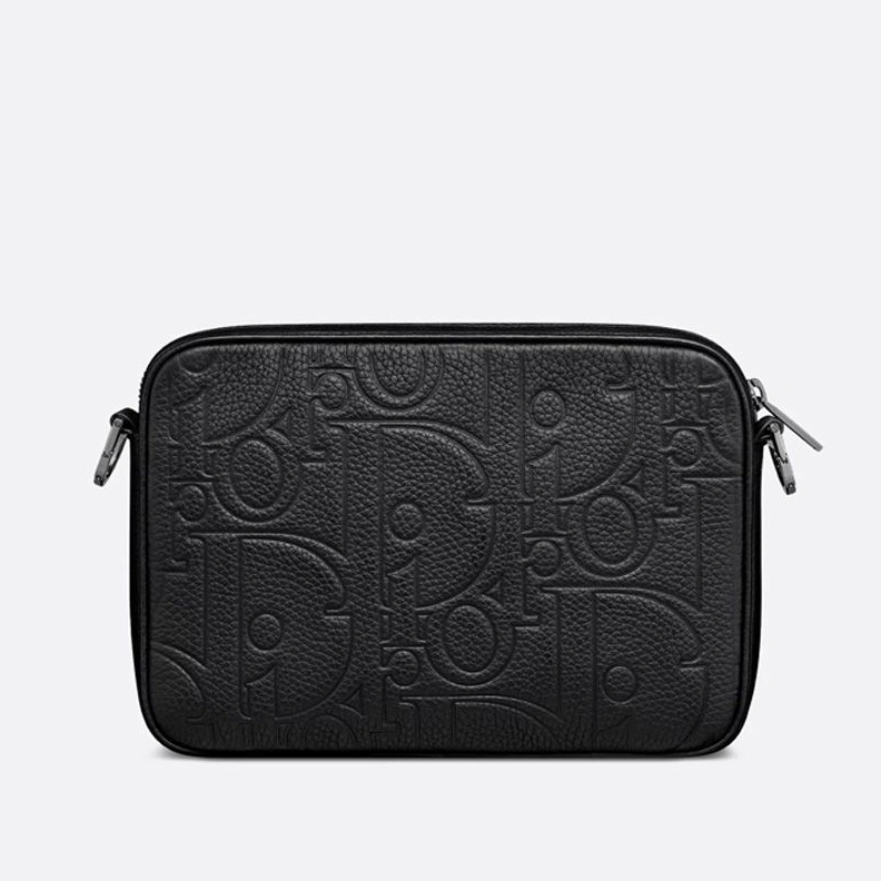Dior Saddle Triple Pouch In Dior Signature Grained Calfskin Black Trendy 8704