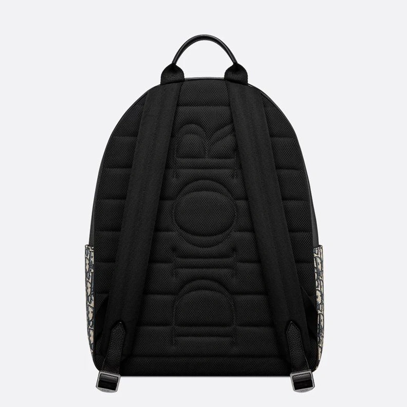 Dior Saddle Zip Backpack In Oblique Motif Canvas with Grained Calfskin Blue BestValue 267
