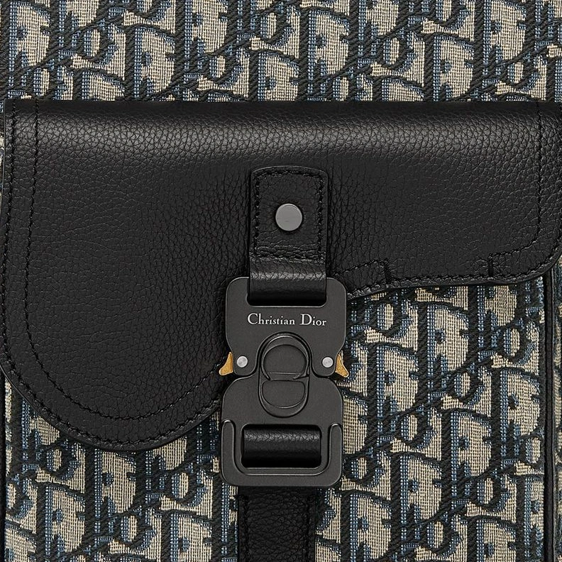 Dior Saddle Zip Backpack In Oblique Motif Canvas with Grained Calfskin Blue BestValue 267