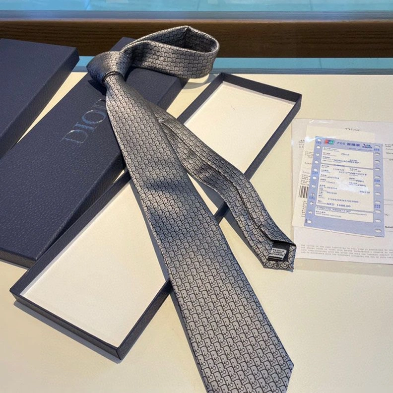 Dior Tie Oblique Motif Silk Grey Fashionable 5225