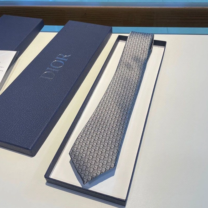 Dior Tie Oblique Motif Silk Grey Fashionable 5225