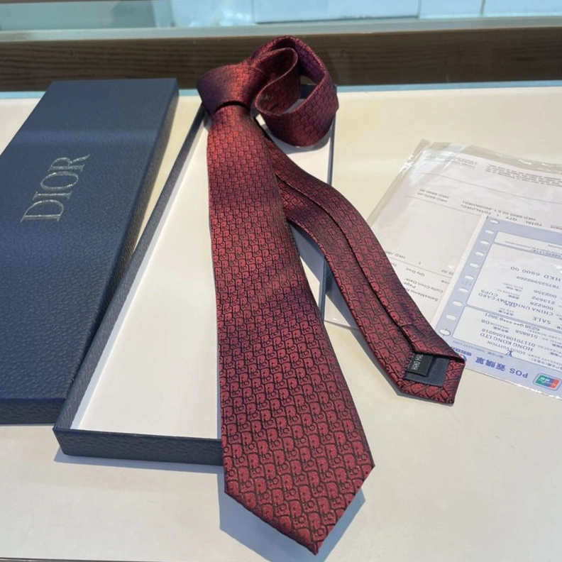 Dior Tie Oblique Motif Silk Red Trendy 3314