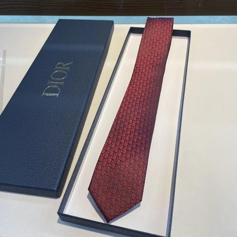 Dior Tie Oblique Motif Silk Red Trendy 3314