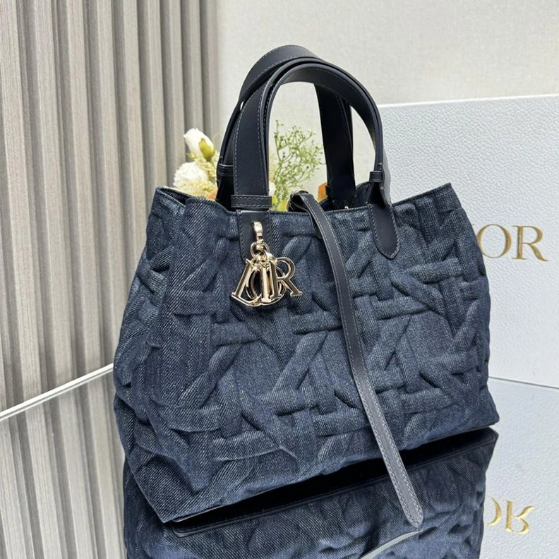 Dior Toujours Bag In Graphic Cannage Denim Blue NewStyle 3184