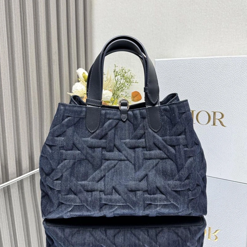 Dior Toujours Bag In Graphic Cannage Denim Blue NewStyle 3184