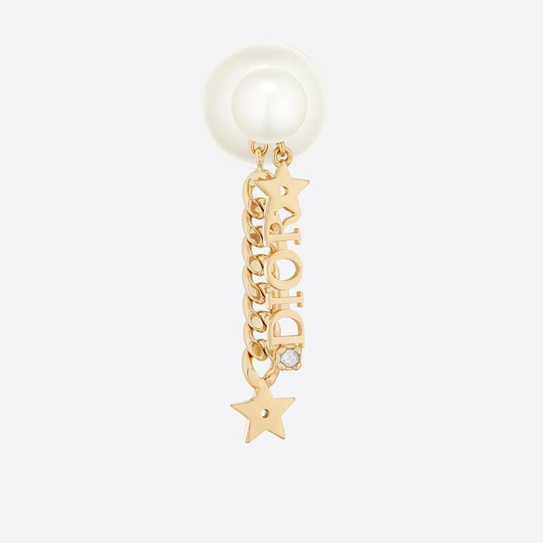 Dior Tribales Earrings Chain and White Resin Pearls Gold ModernLook 7402