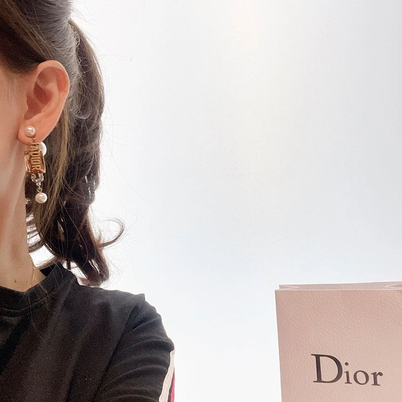Dior Tribales Earrings Metal, White Resin Pearls And Crystals Brown UrbanStyle 4356