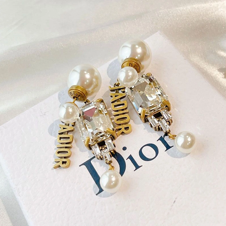 Dior Tribales Earrings Metal, White Resin Pearls And Crystals Silver NewStyle 2584