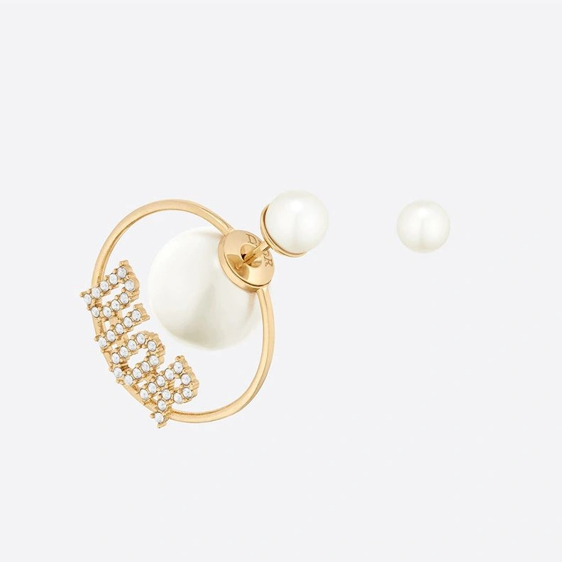 Dior Tribales Earrings Metal, White Resin Pearls and White Crystals Gold Affordable 4746