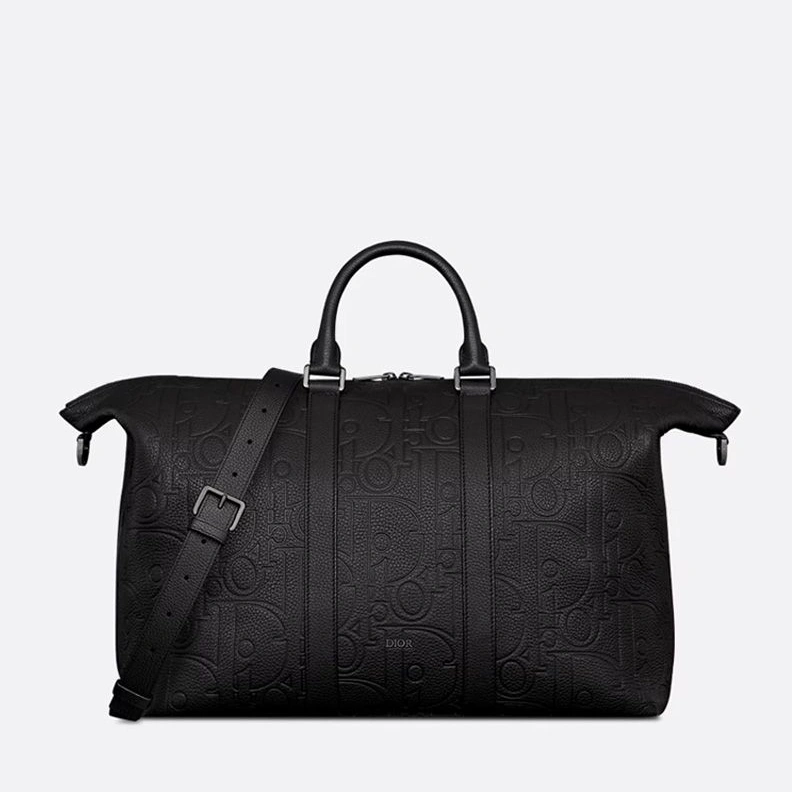 Dior Weekender 40 Bag In Dior Signature Grained Calfskin Black HighQuality 9371