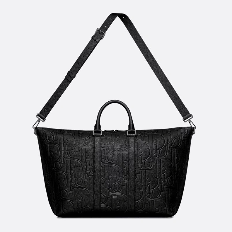 Dior Weekender 40 Bag In Dior Signature Grained Calfskin Black HighQuality 9371