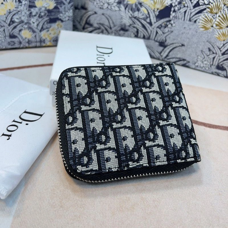 Dior Zipped Wallet Oblique Motif Canvas Blue WellDesigned 941