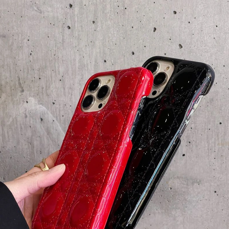 Dior iPhone Case Cannage Patent Leather Black Fashionable 6530