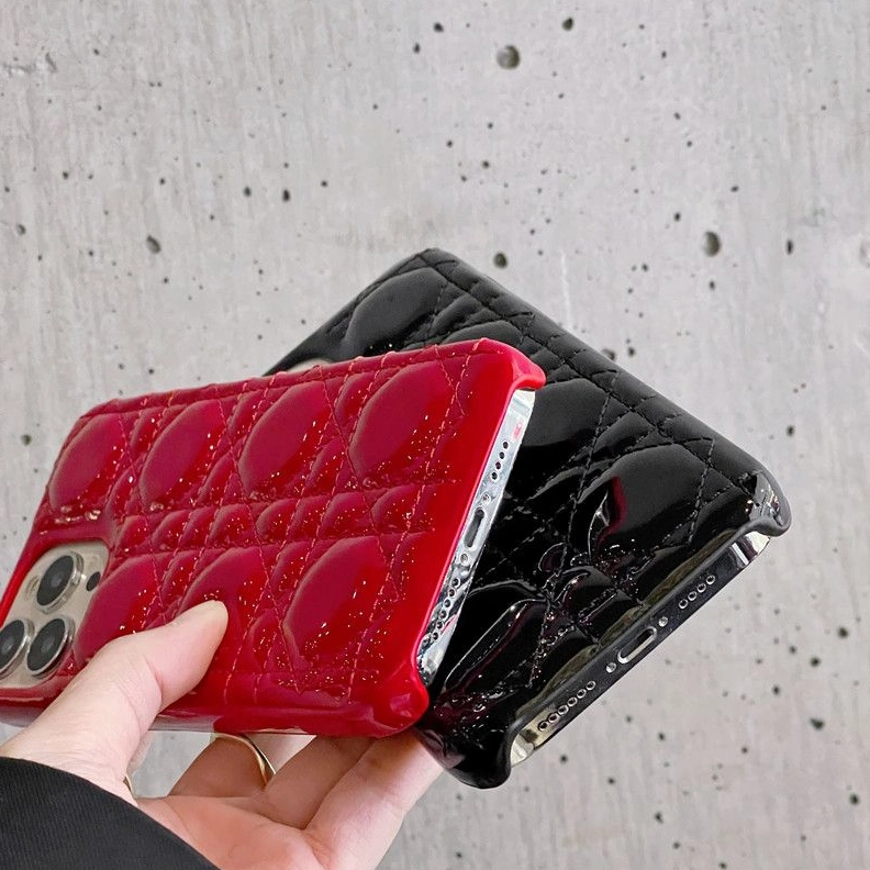 Dior iPhone Case Cannage Patent Leather Black Fashionable 6530