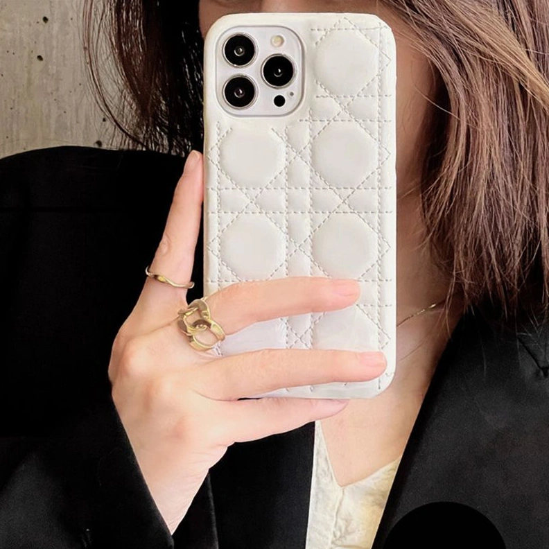 Dior iPhone Case Cannage Patent Leather White Fashionable 1217