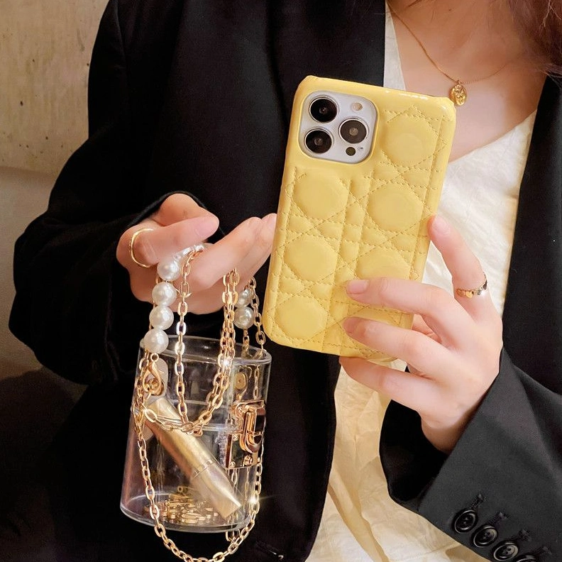 Dior iPhone Case Cannage Patent Leather Yellow Popular 9030