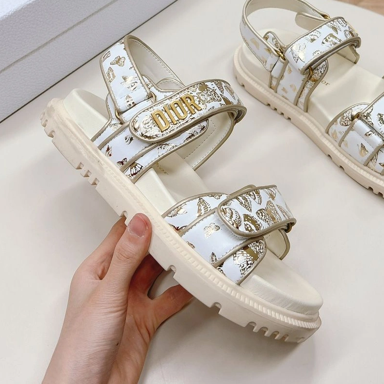 DiorAct Sandals Women Gradient Butterflies Motif Technical Fabric White Popular 3523