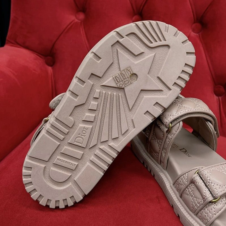 DiorAct Sandals Women Quilted Cannage Calfskin Pink GoodFit 8426