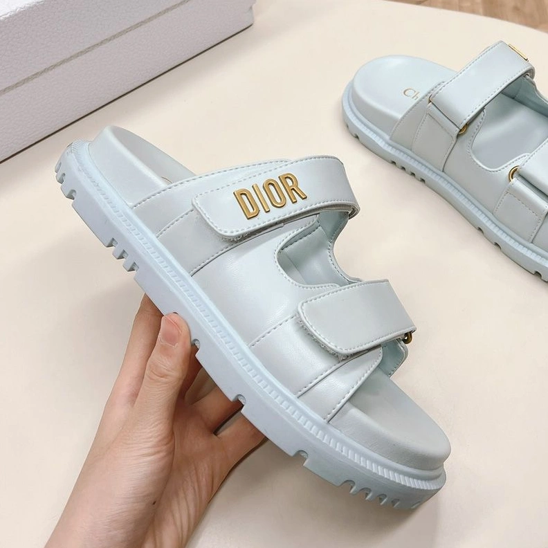 DiorAct Slides Women Calfskin Light Blue NewStyle 144