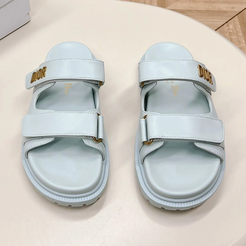 DiorAct Slides Women Calfskin Light Blue NewStyle 144