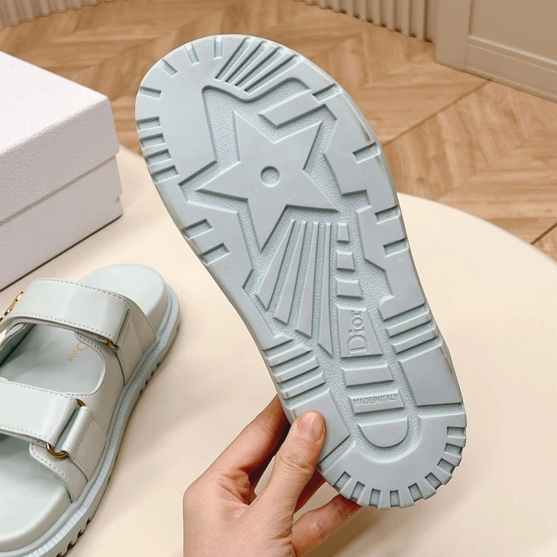 DiorAct Slides Women Calfskin Light Blue NewStyle 144