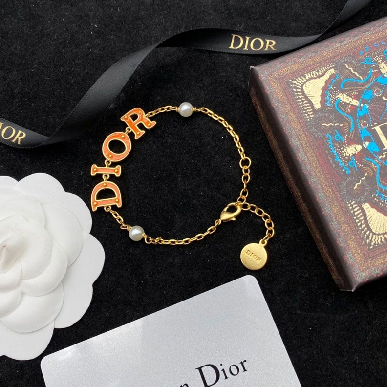 Diorevolution Bracelet Metal, Orange Transparent Resin And White Resin Pearl Gold EasyMatch 8938