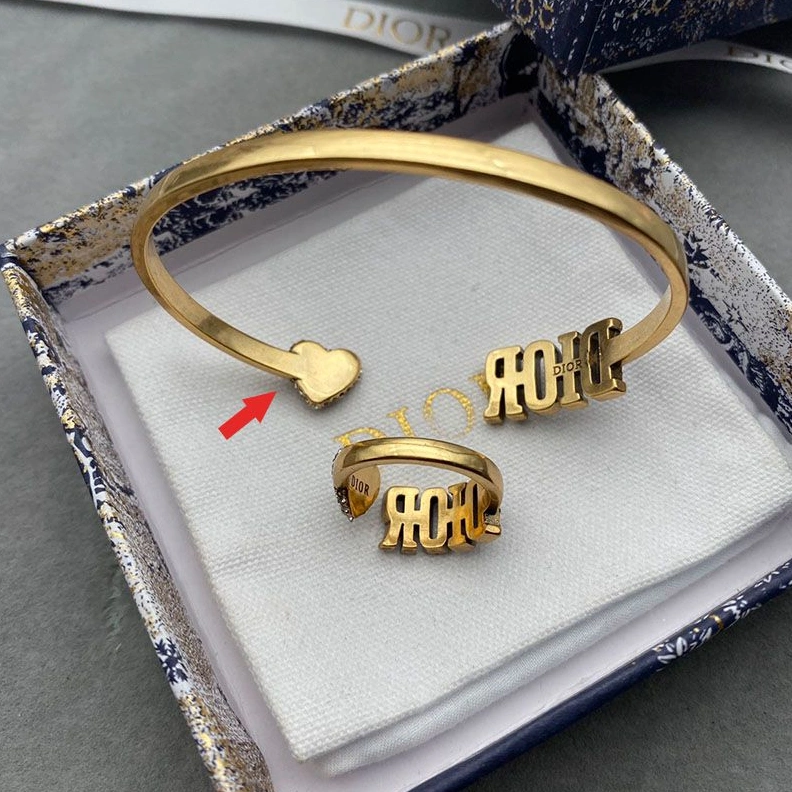 Diorevolution Cuff Bracelet Antique Metal and White Crystals Gold TopPick 5217