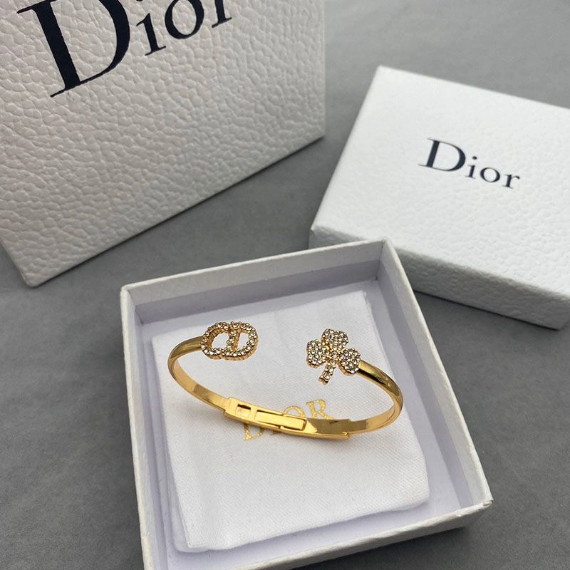 Diorevolution Cuff Bracelet Metal and White Crystals Gold GoAnywhere 7264