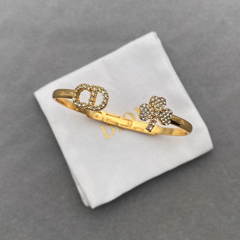 Diorevolution Cuff Bracelet Metal and White Crystals Gold GoAnywhere 7264