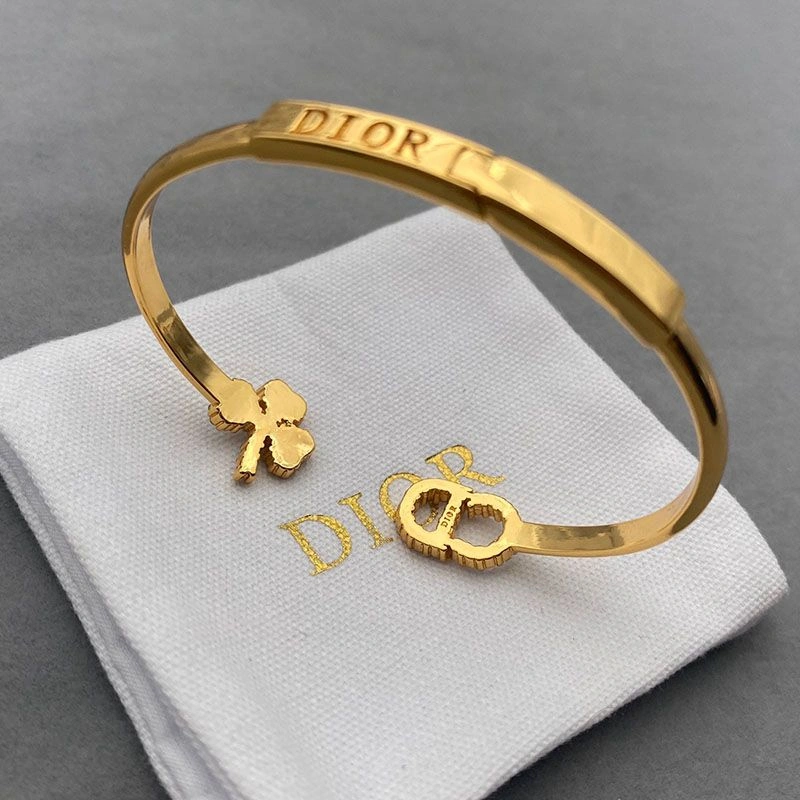 Diorevolution Cuff Bracelet Metal and White Crystals Gold GoAnywhere 7264