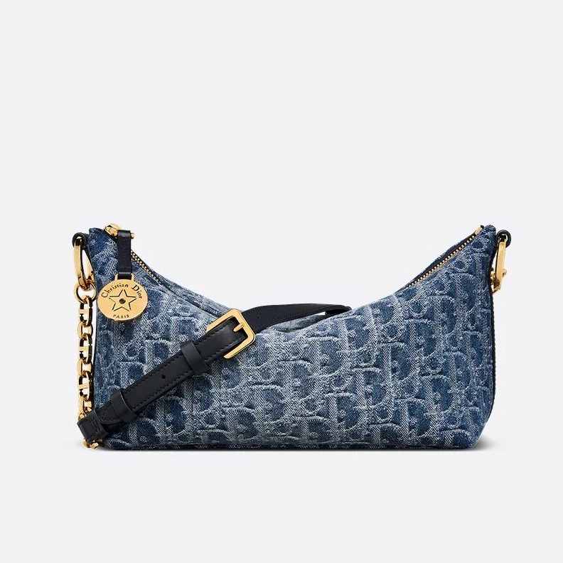 Diorstar Hobo Bag with Chain In Oblique Motif Denim Blue TopPick 6661