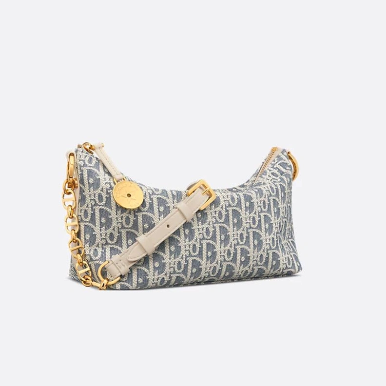 Diorstar Hobo Bag with Chain In Oblique Motif Raffia Blue StreetReady 5059