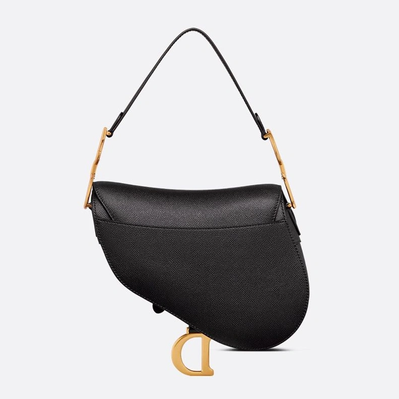 EasyMatch 1180 Dior Saddle Bag with Strap In Grained Calfskin Black