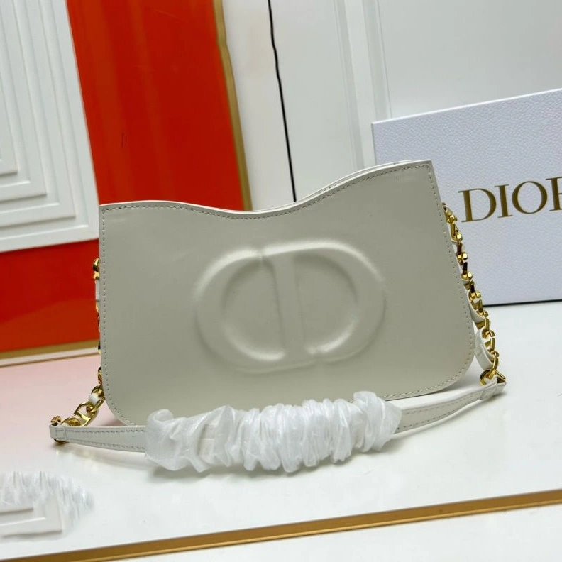EasyMatch 1477 Mini Dior CD Signature Hobo Bag Calfskin White