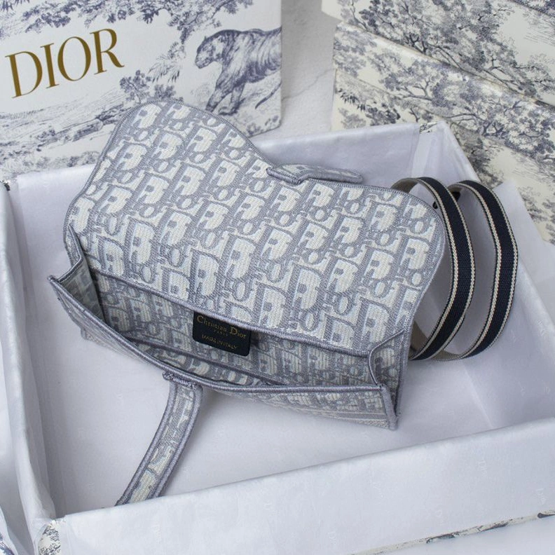 EasyMatch 3042 Christian Dior Saddle Slim Pouch Oblique Motif Canvas White