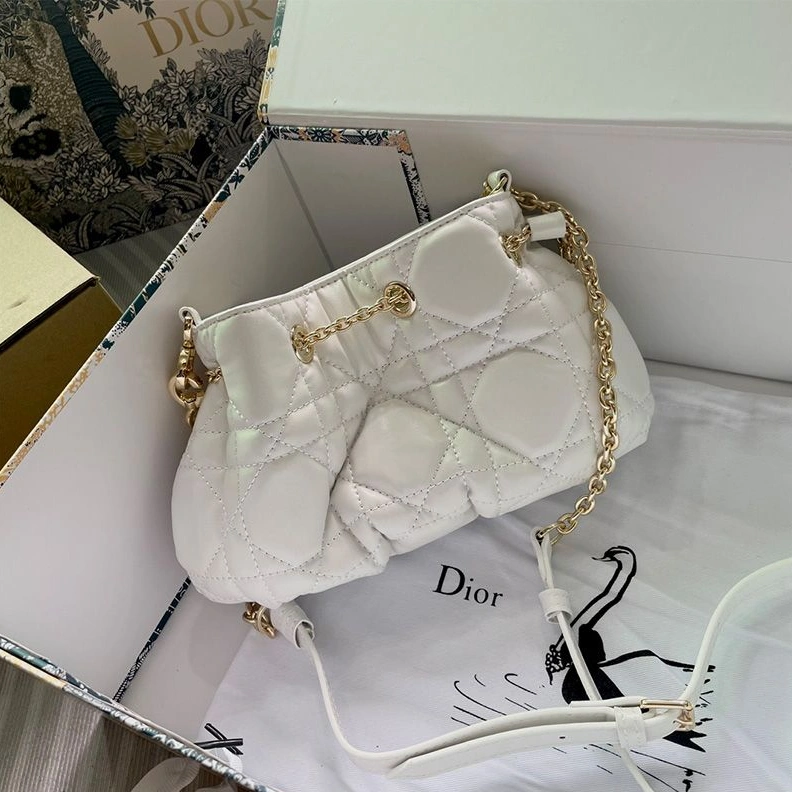 EasyMatch 3176 Small Dior Ammi Bag Macrocannage Lambskin White