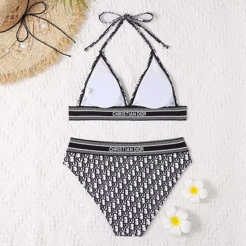 EasyMatch 3451 Christian Dior Bikini Women Oblique Motif Lycra Black White
