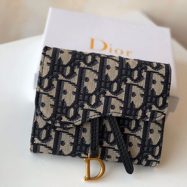 EasyMatch 3798 Dior Saddle Card Holder Oblique Motif Canvas Black