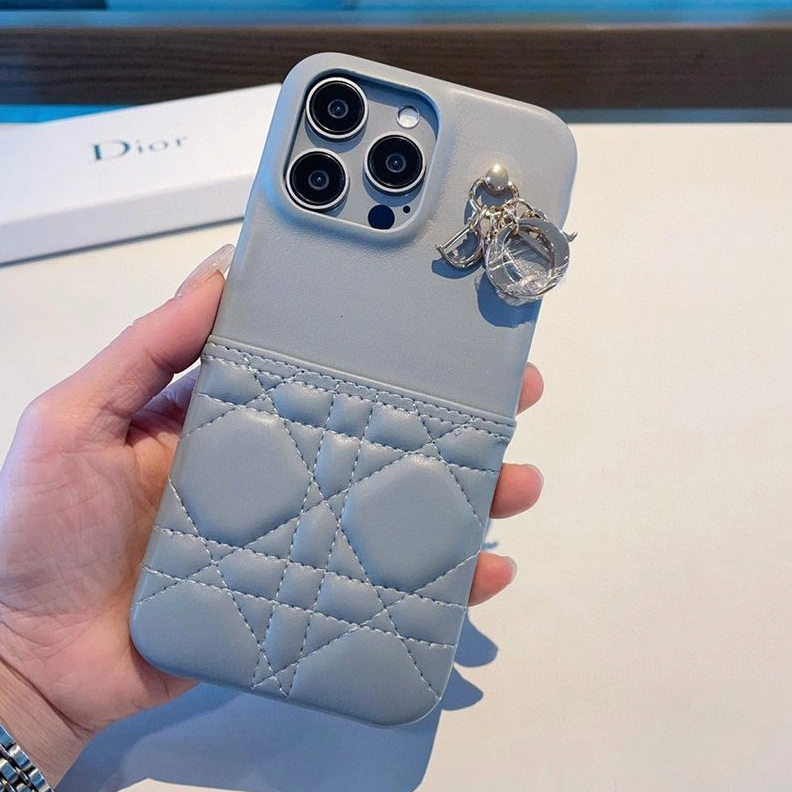 EasyMatch 3907 Lady Dior iPhone Case Cannage Lambskin Sky Blue