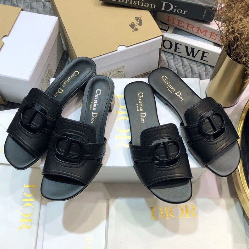 EasyMatch 4033 Dior 30 Montaigne Slides Women Calfskin Black