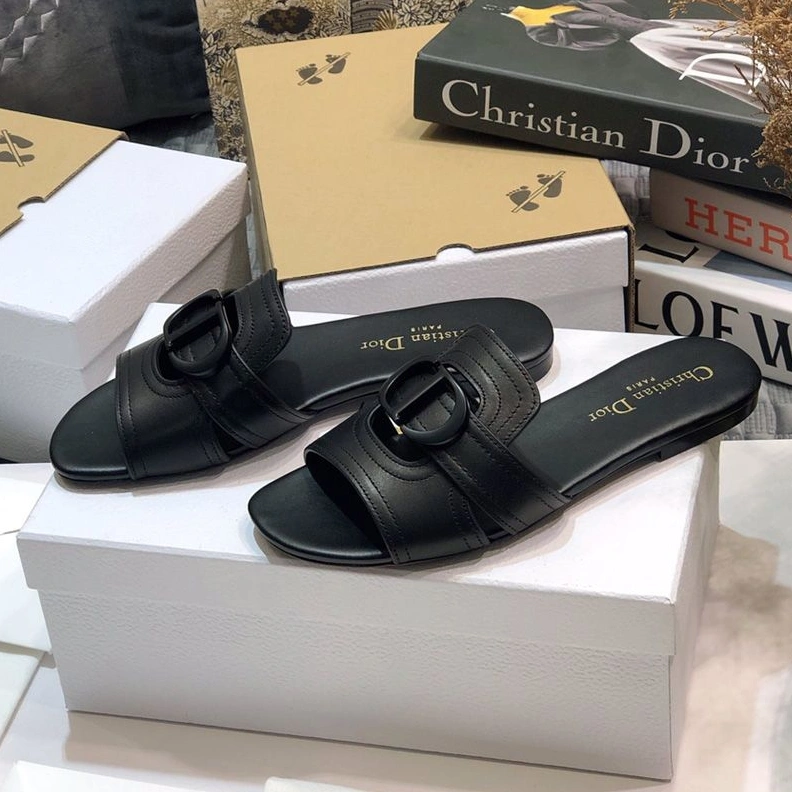 EasyMatch 4033 Dior 30 Montaigne Slides Women Calfskin Black