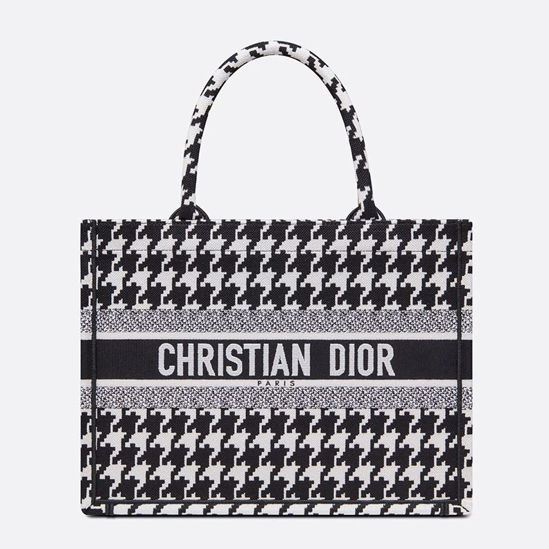 EasyMatch 4384 Dior Book Tote In Macro Houndstooth Motif Canvas Black