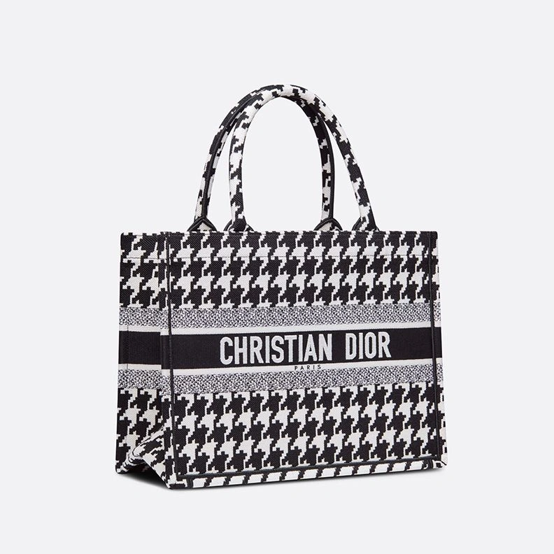 EasyMatch 4384 Dior Book Tote In Macro Houndstooth Motif Canvas Black