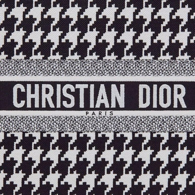 EasyMatch 4384 Dior Book Tote In Macro Houndstooth Motif Canvas Black