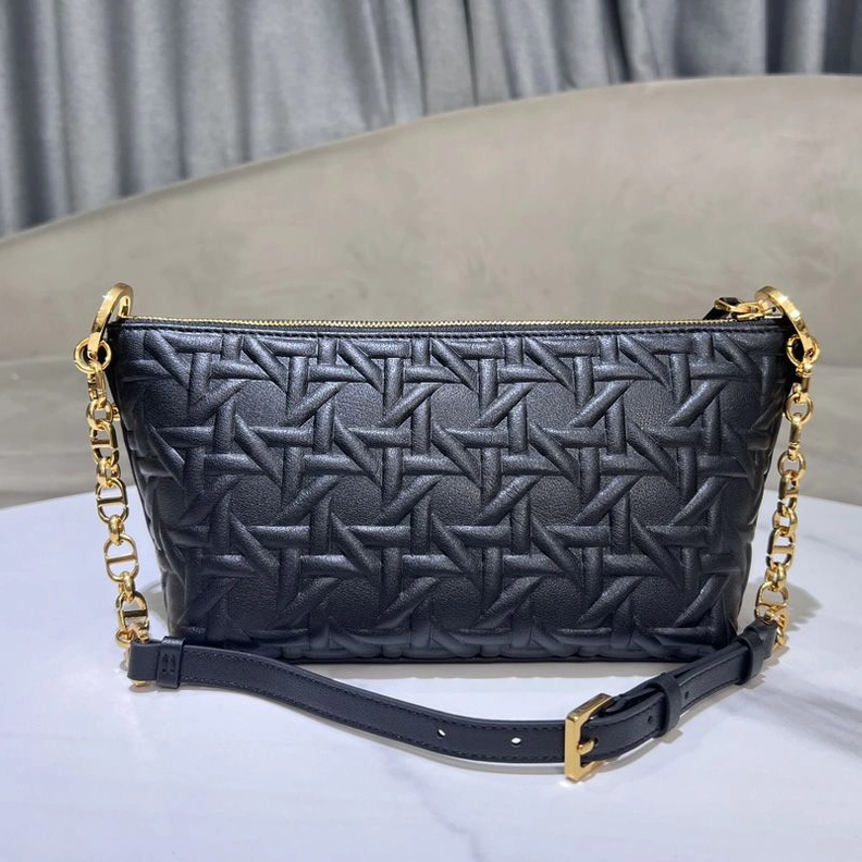 EasyMatch 4560 Diorstar Hobo Bag with Chain In Graphic Cannage Calfskin Black